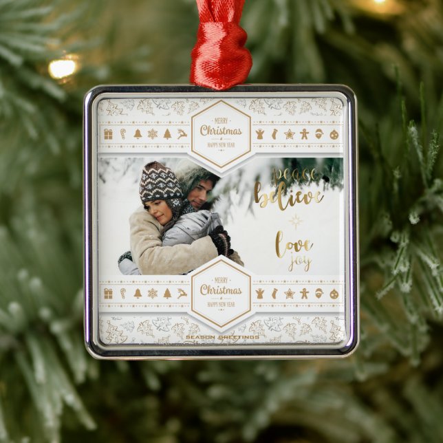 Elegantes Foto zur Weihnachtszeit-Liebe Ornament Aus Metall (Baum)
