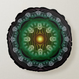 Elegantes Fraktal verziertes Rundkissen Rundes Kissen