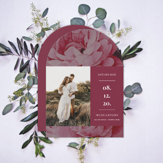 Elegantes Frame Floral Foto Save the Date Einladung