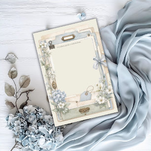 Elegantes Französisch Blau Florales Personalisiert Post-it Klebezettel