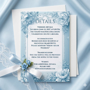 Elegantes Französisch Blau Weiß Floral Shabby Chic Begleitkarte