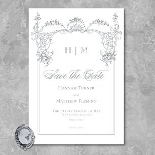 Elegantes französisch graues viktorianisches Chino Save The Date
