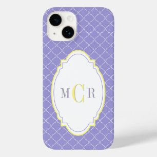 Elegantes französisches Blau Gelb Damast-Muster-Mo Case-Mate iPhone 14 Hülle