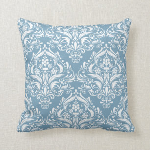 Elegantes französisches Blau- und Weißdorschmuster Kissen