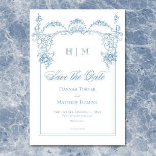 Elegantes französisches blaues viktorianisches Chi Save The Date