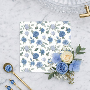 Elegantes französisches Blauresen-Wasserfarbmuster Serviette