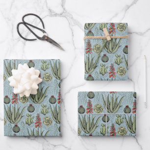 Elegantes französisches Blumenmuster mit grüner Bl Geschenkpapier Set