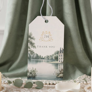 Elegantes französisches Château-Monogramm-Hochzeit Geschenkanhänger