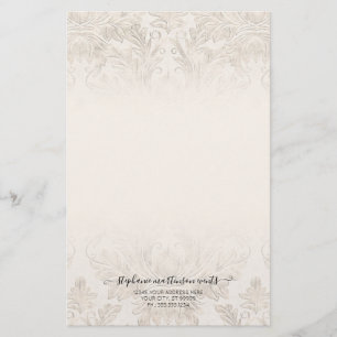 Elegantes französisches Damask Ivory Beruflich Bus Briefpapier