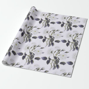 ELEGANTES FRANZÖSISCHES GRAU & WEIßES BLUMENMUSTER GESCHENKPAPIER