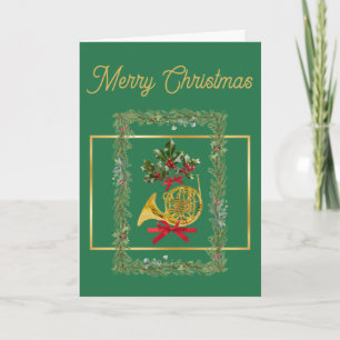 Elegantes französisches Horn Weihnachten Grün