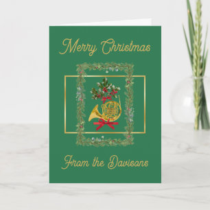Elegantes französisches Horn Weihnachten Grün