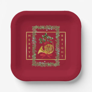 Elegantes französisches Horn Weihnachten Marone Pappteller