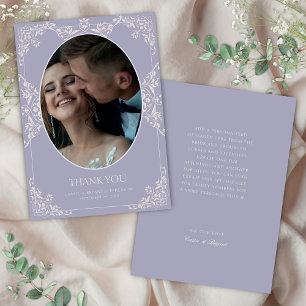 Elegantes französisches Lilac Chic Vintage Wedding Dankeskarte