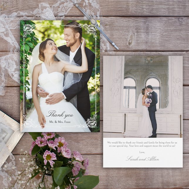 Elegantes französisches Rokoko Frame Foto Dankeskarte (Von Creator hochgeladen)