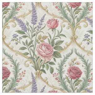 Elegantes französisches Rosen- und Lavendel-Blumen Stoff