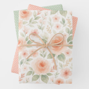 Elegantes französisches Shabby-Chic-Blumenkunstmus Geschenkpapier Set