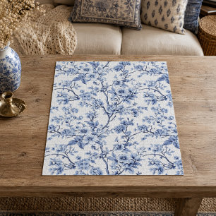 Elegantes französisches vintage-blaues Blumen-Gesc Puzzle