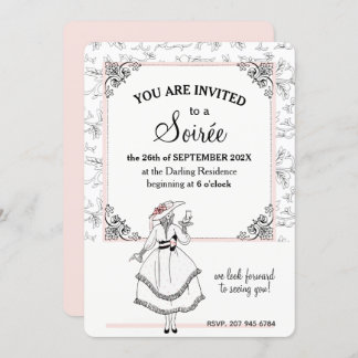 Elegantes französisches Vintages Floral Soirée Par Einladung