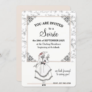 Elegantes französisches Vintages Floral Soirée Par Einladung