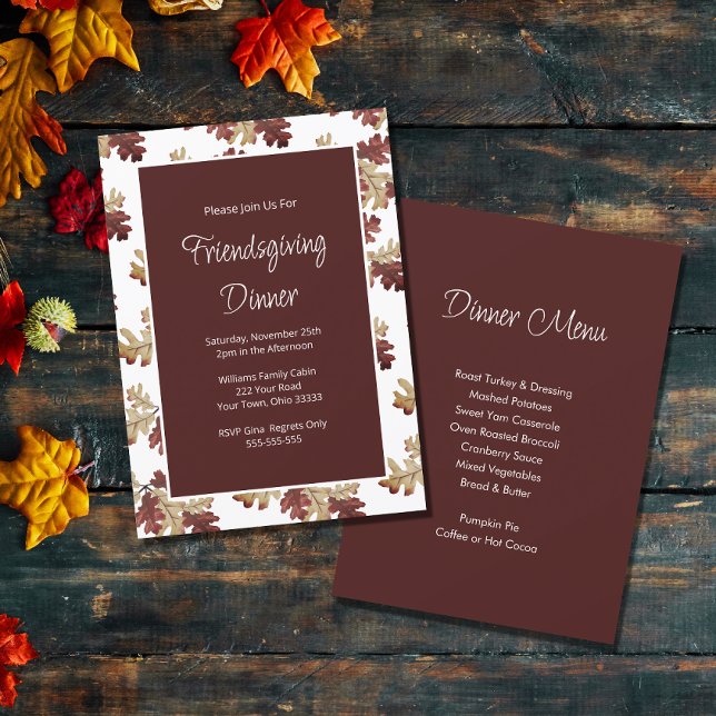Elegantes Friendsgiving Fall Foliage Dinner Einladung (Von Creator hochgeladen)