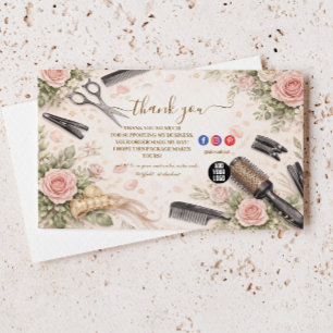 Elegantes Frisurenstudio mit floralem Design Gesch Dankeskarte