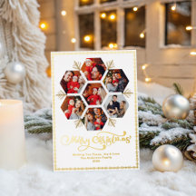 Elegantes Frohe Weihnachten Familienfoto Schneeflo