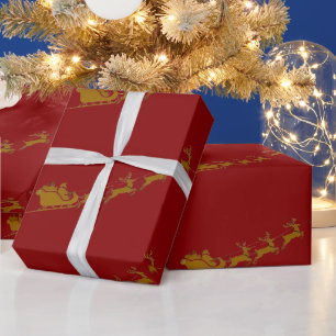 Elegantes Frohe Weihnachten Goldener Santa Hirsch Geschenkpapier