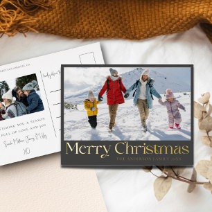 Elegantes Frohe Weihnachten Goldfolie & Foto Folien Feiertagspostkarte