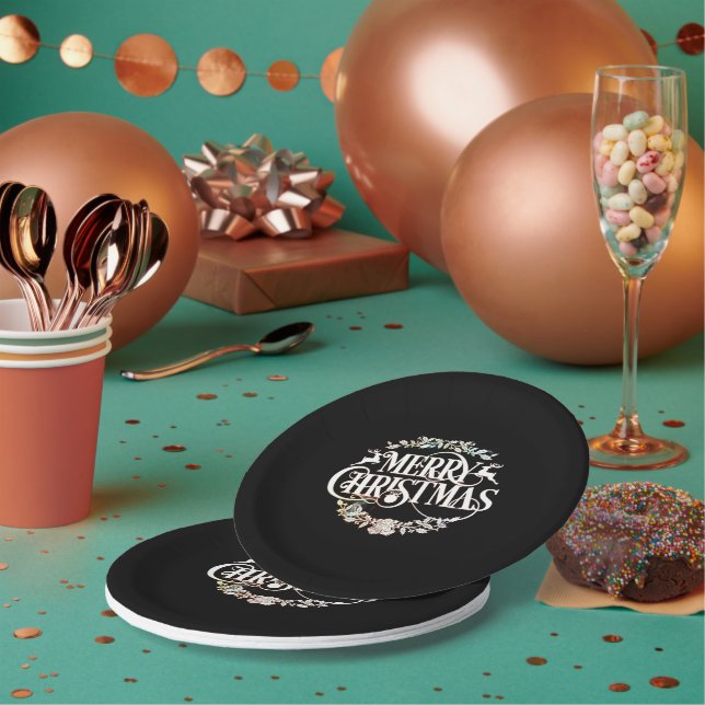 elegantes Frohe Weihnachten Pappteller (Multi)