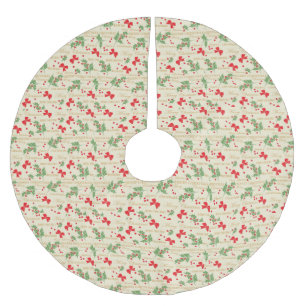 Elegantes Frohe Weihnachten Rot und Grün Hülse Bee Polyester Weihnachtsbaumdecke