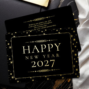 Elegantes Frohes Neues Jahr Geschäft Goldfolie Folien Feiertagskarte