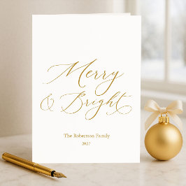 Elegantes Frohes und Helles Goldschrift-Weihnachte Feiertagskarte