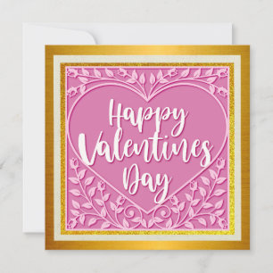 Elegantes Frohes Valentinstag Gold & Pink Hitzig