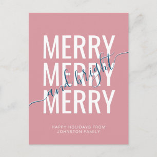 Elegantes fröhliches und helles Weihnachten rosa U Postkarte