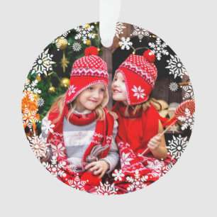 Elegantes, fröhliches Weihnachtsschneeflocken-Fot Ornament