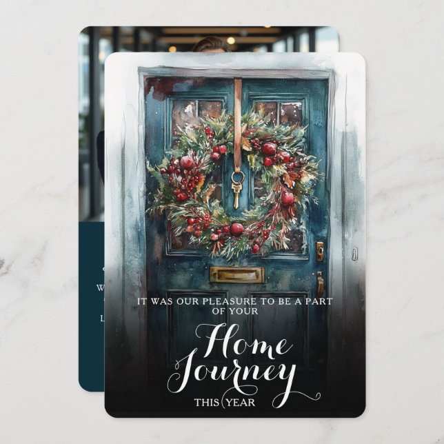 Elegantes Front Door Realtor Logo Foto Weihnachten (Vorne/Hinten)