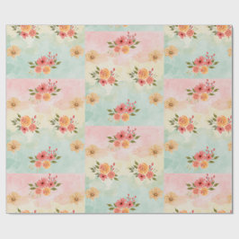 Elegantes Frühlingsblumen-Aquarell-Gitter-Geschenk Geschenkpapier