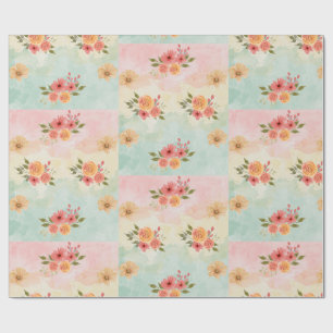 Elegantes Frühlingsblumen-Aquarell-Gitter-Geschenk Geschenkpapier