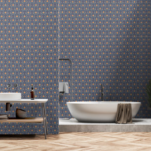 Elegantes Frühlingsfloral Muster Dusty Blau Tapete