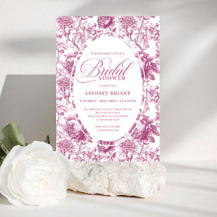 Elegantes Fuchsia-Rosa-Rosenmuster Brautparty Einladung