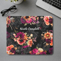 Elegantes Fuchsien-Orangen-Blumenmonogramm-Geschen