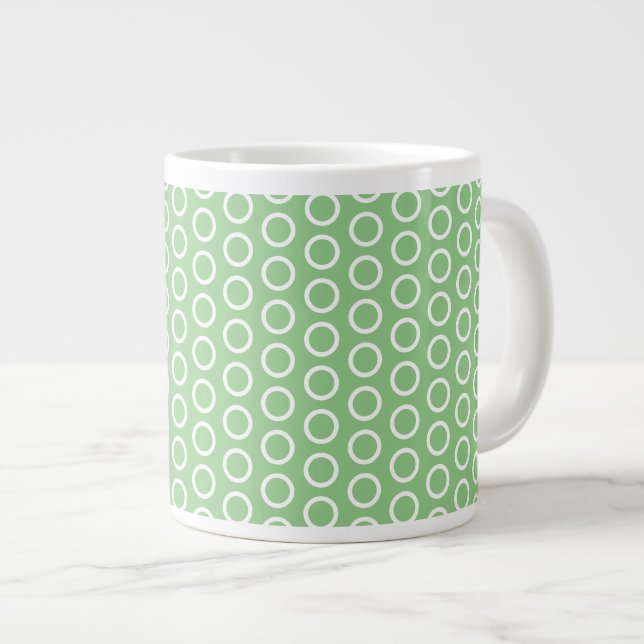 Elegantes Fun Light Sage Green Tile Art Muster Jumbo-Tasse (Vorderseite Rechts)