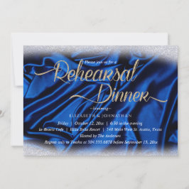 Elegantes Funkelnd Blue Calligraphy Probe Dinner Einladung