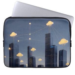 Elegantes futuristisches Smart City Wireframe - Gl Laptopschutzhülle