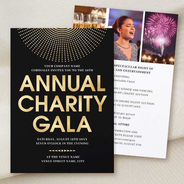 Elegantes Gala Corporate Foto Schwarze Imitate Gol Einladung (Von Creator hochgeladen)