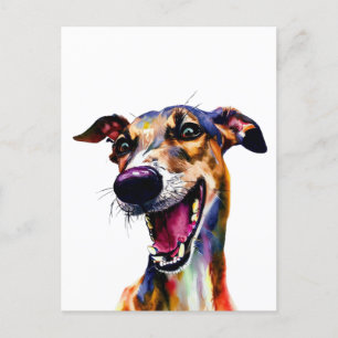 Elegantes Galgo-Portrait mit einem Pop Postkarte