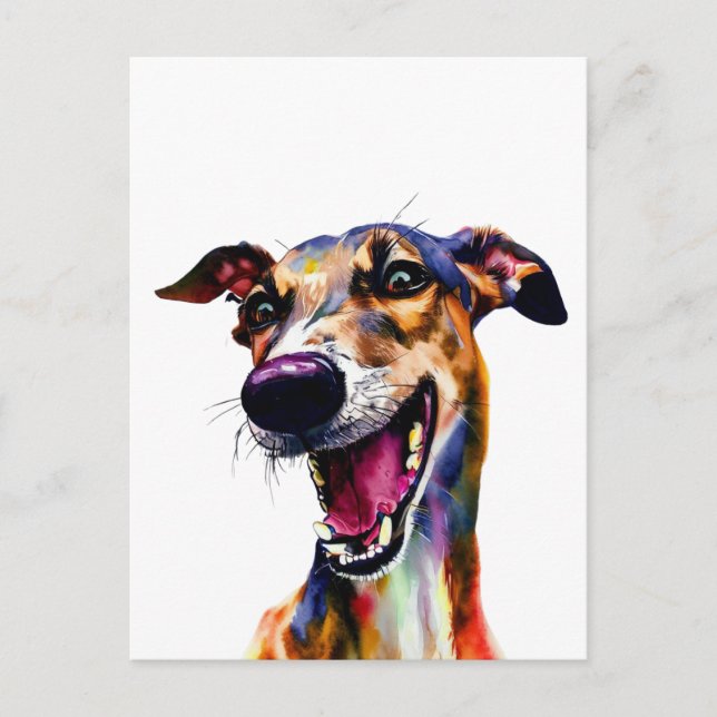 Elegantes Galgo-Portrait mit einem Pop Postkarte (Vorderseite)