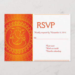 Elegantes Ganesh  Indian God Orange RSVP Cards Einladung