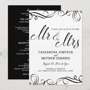 Elegantes Ganzes bei einer Hochzeit   Schwarz Einladung